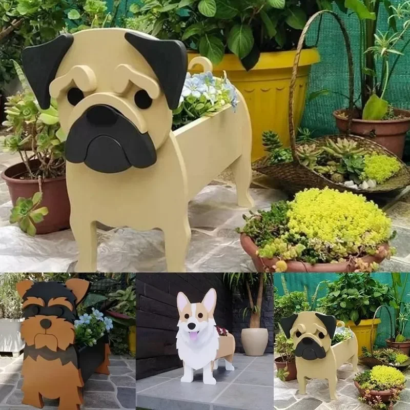 

Горшок для собак в форме животного, мультяшный горшок для суккулентов, деревянный цветочный горшок, украшение для сада, товары для выращива...