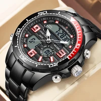 lige luxury brand foxbox digital sport watch for men steel band waterproof chronograph alarm clock luminous quartz wristwatches