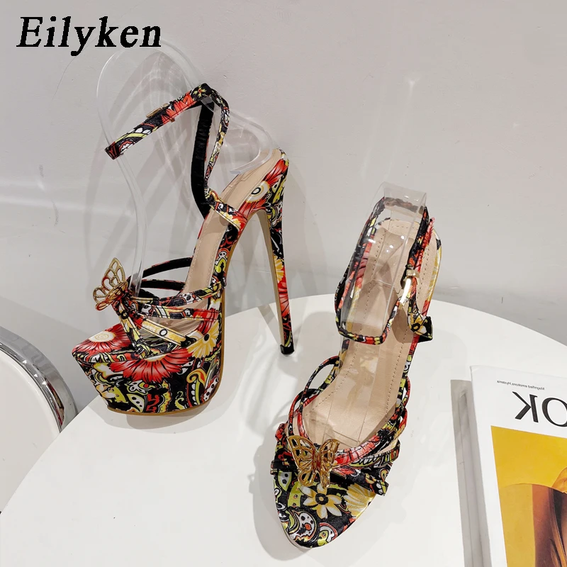 

Eilyken Butterfly-knot Platform Buckle Strap Sandals Women High Heels Shoes 2023 New Summer Sexy Open Toe Banquet Party Footwear