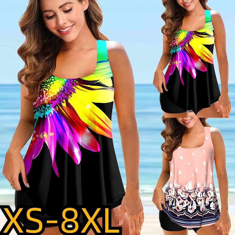 

Новинка 2023, купальный костюм с высокой талией, пляжная одежда, купальник с принтом, женский сексуальный купальник из двух частей, танкини, же...