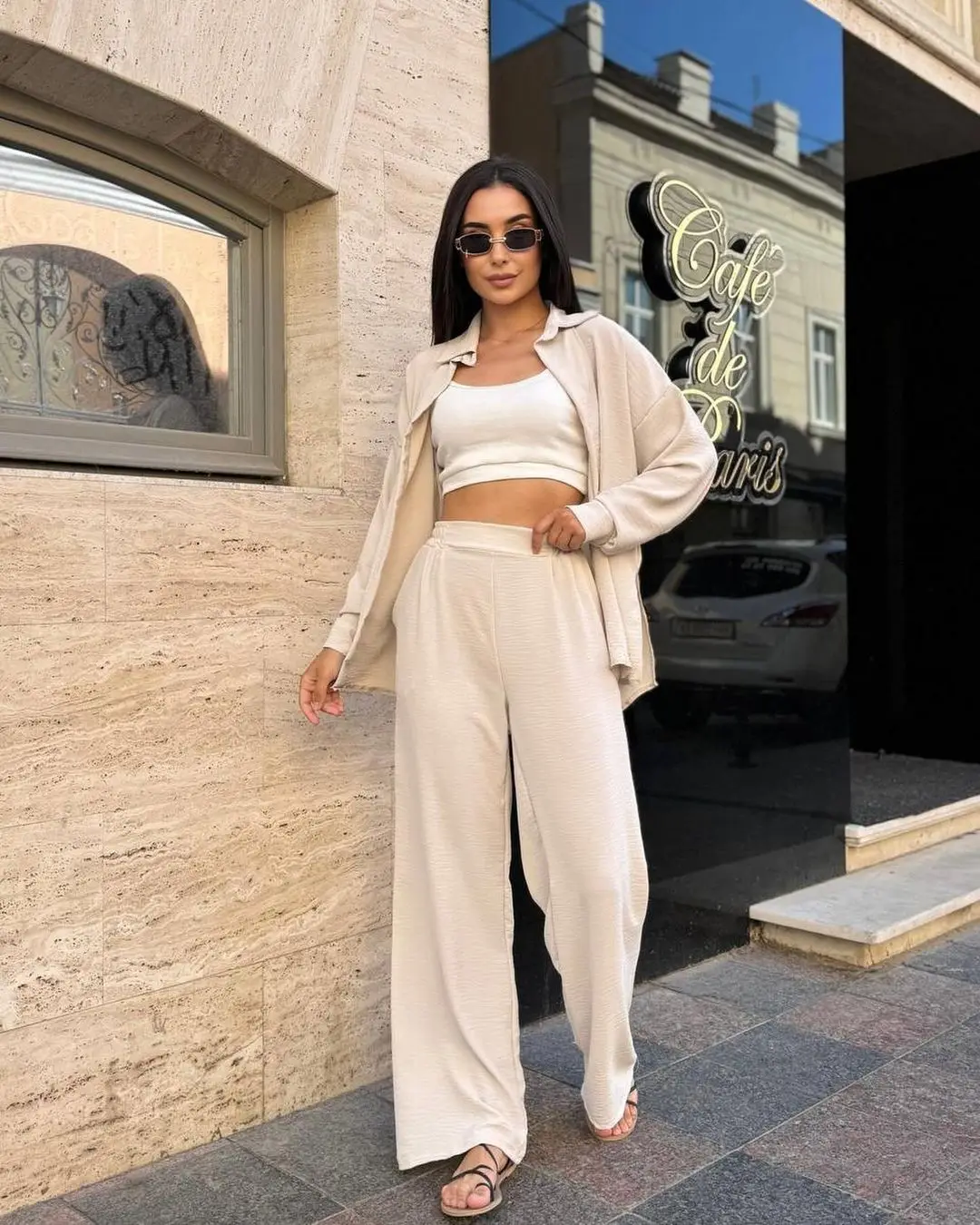 Женский повседневный комплект из двух предметов рубашка с длинным воротником на