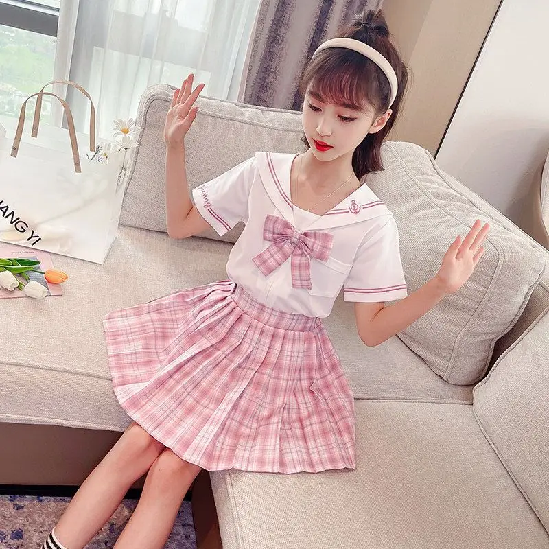 

Japanese Student Short/Long Sleeve Cute Jk Set School Uniform School Clothes Pleated Skirt Girl Soft Dress Cosplay School girl