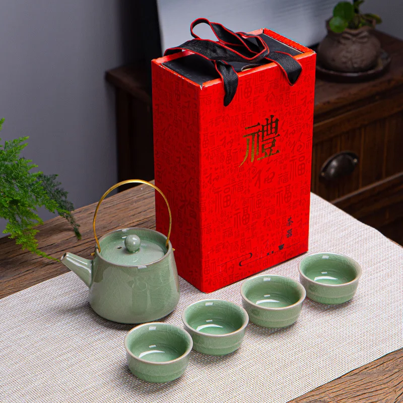 

Geyao Ruyao Gift Box Tea Set Tea Pot Kung Fu Tea Set Cup Chinese Tea Cups and Saucer Sets