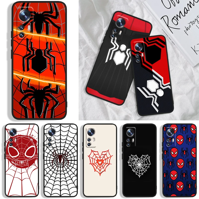 

Marvel Spiderman Art Logo Phone Case For Xiaomi Mi A1(5X) A2(6X) A3(CC9E) Play Mix 3 8 9 9T Note 10 Lite Pro Black luxury Soft