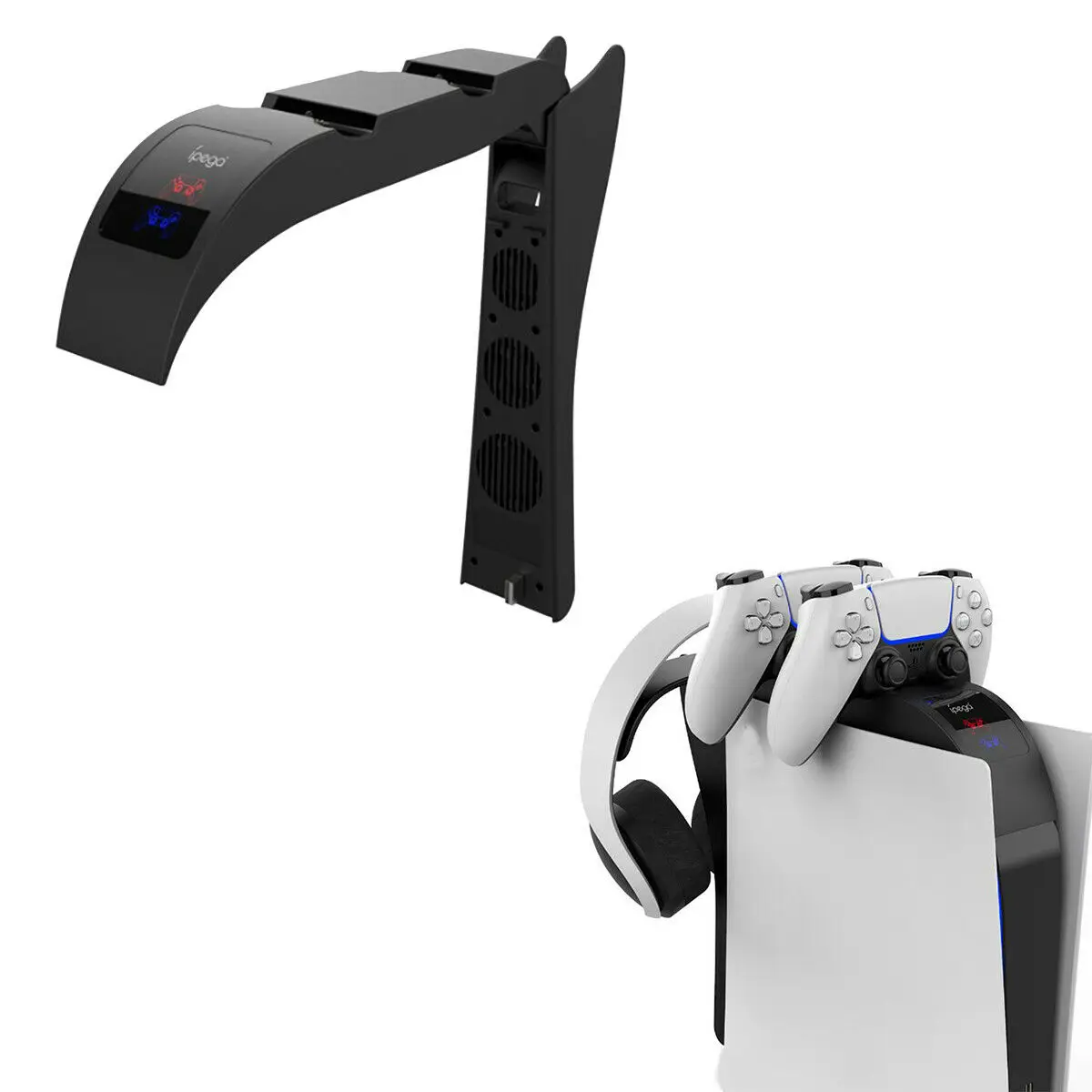 

Вертикальный охлаждающий вентилятор постоянного тока 5 в 2 в 1 с двойным контроллером, зарядная станция с 3 вентиляторами, вешалка для наушни...