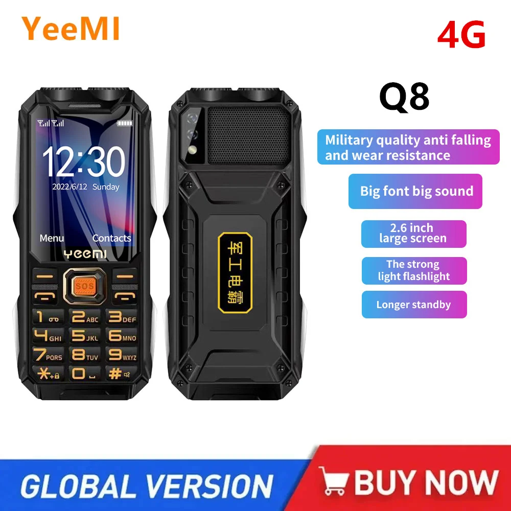 YeeMI Q8 Прочный водонепроницаемый полнодиапазонный телефон 4G 2,6 ...