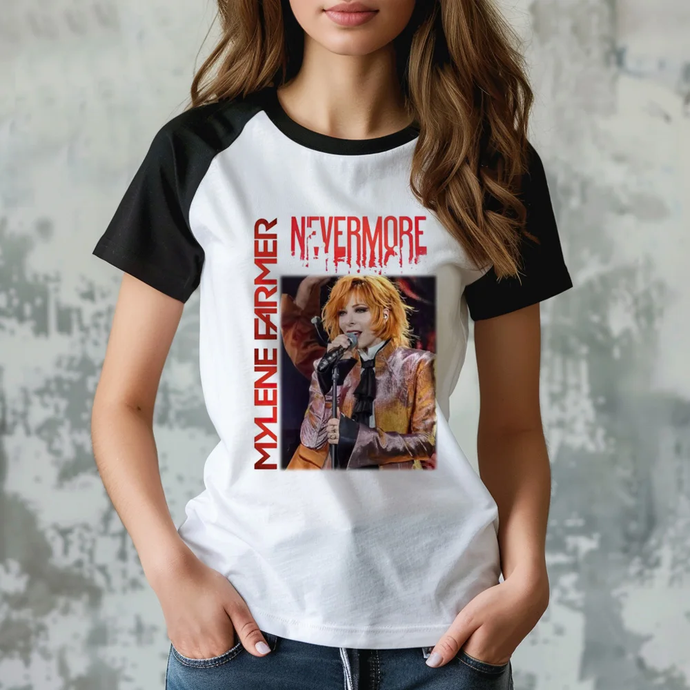 Фото Топ Mylene Farmer, женские забавные футболки с рисунком Y2K для девочек, японская одежда с рисунком в стиле Харадзюку №3