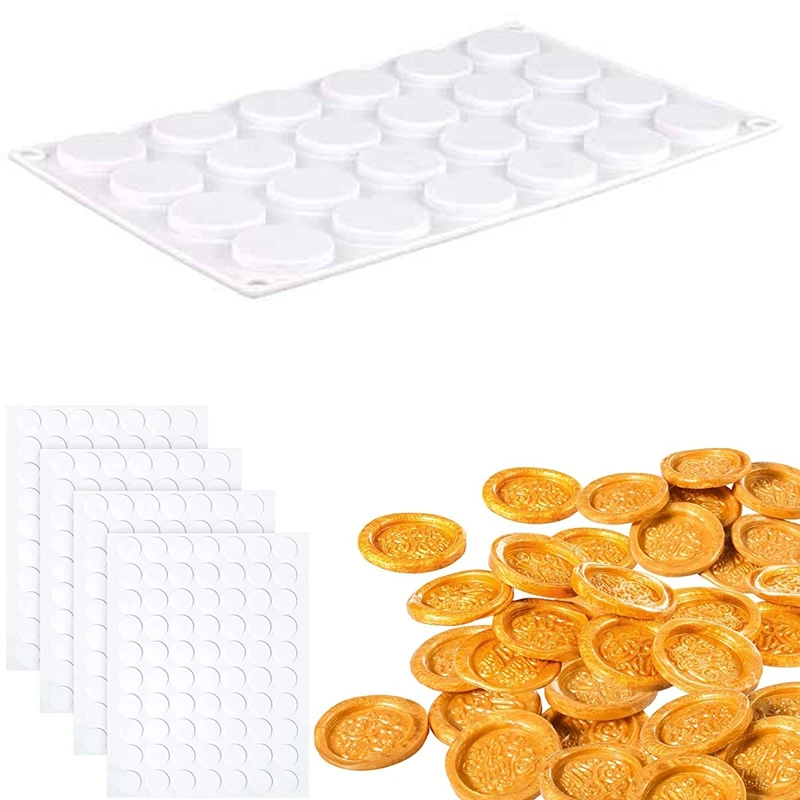 

2 Pieces Silicone Mats For Wax Seal Stamp With 210 Pieces Removable Adhesive Dots Sealing Wax Kit For DIY Craft