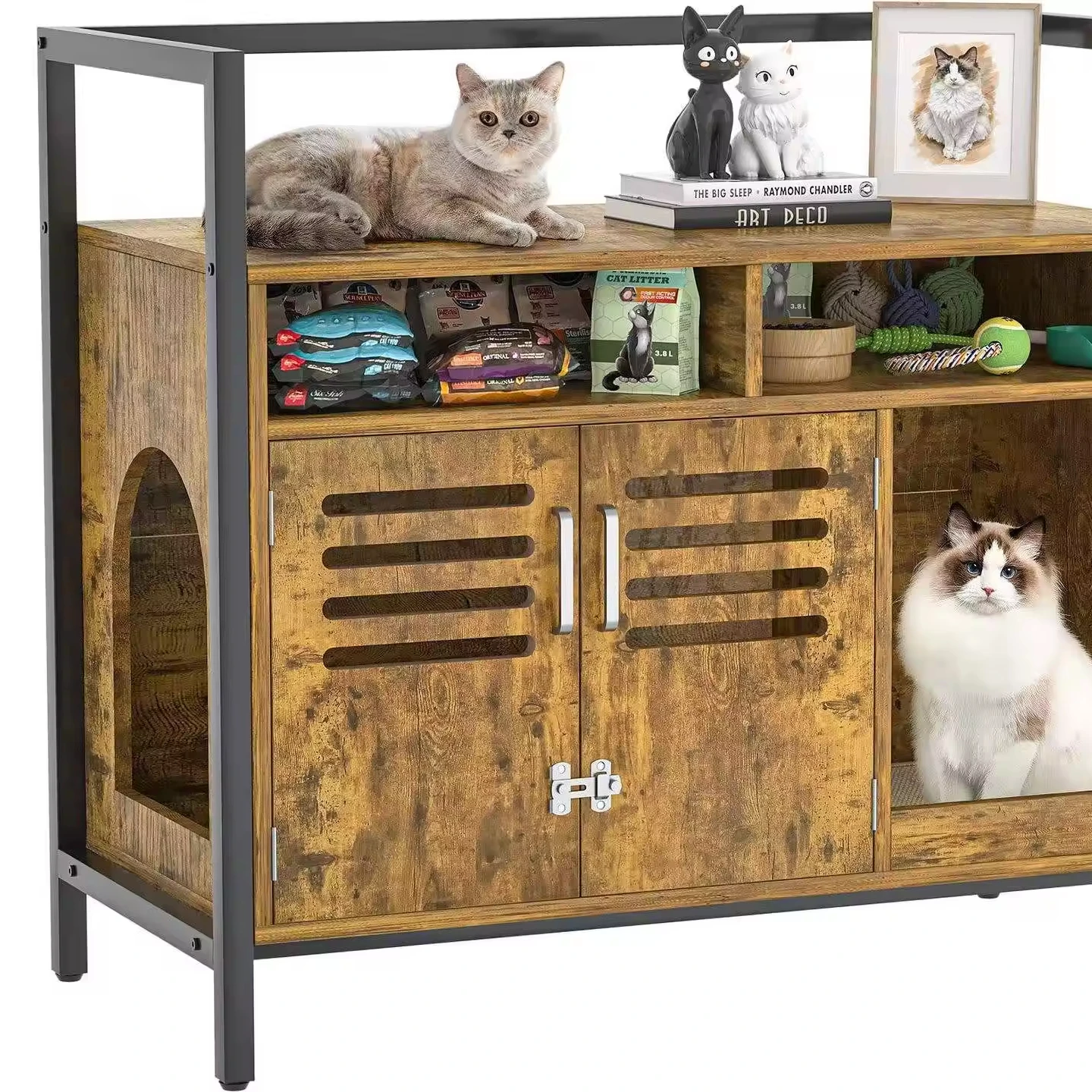 Деревянный шкаф для хранения домашних питомцев в гостиную