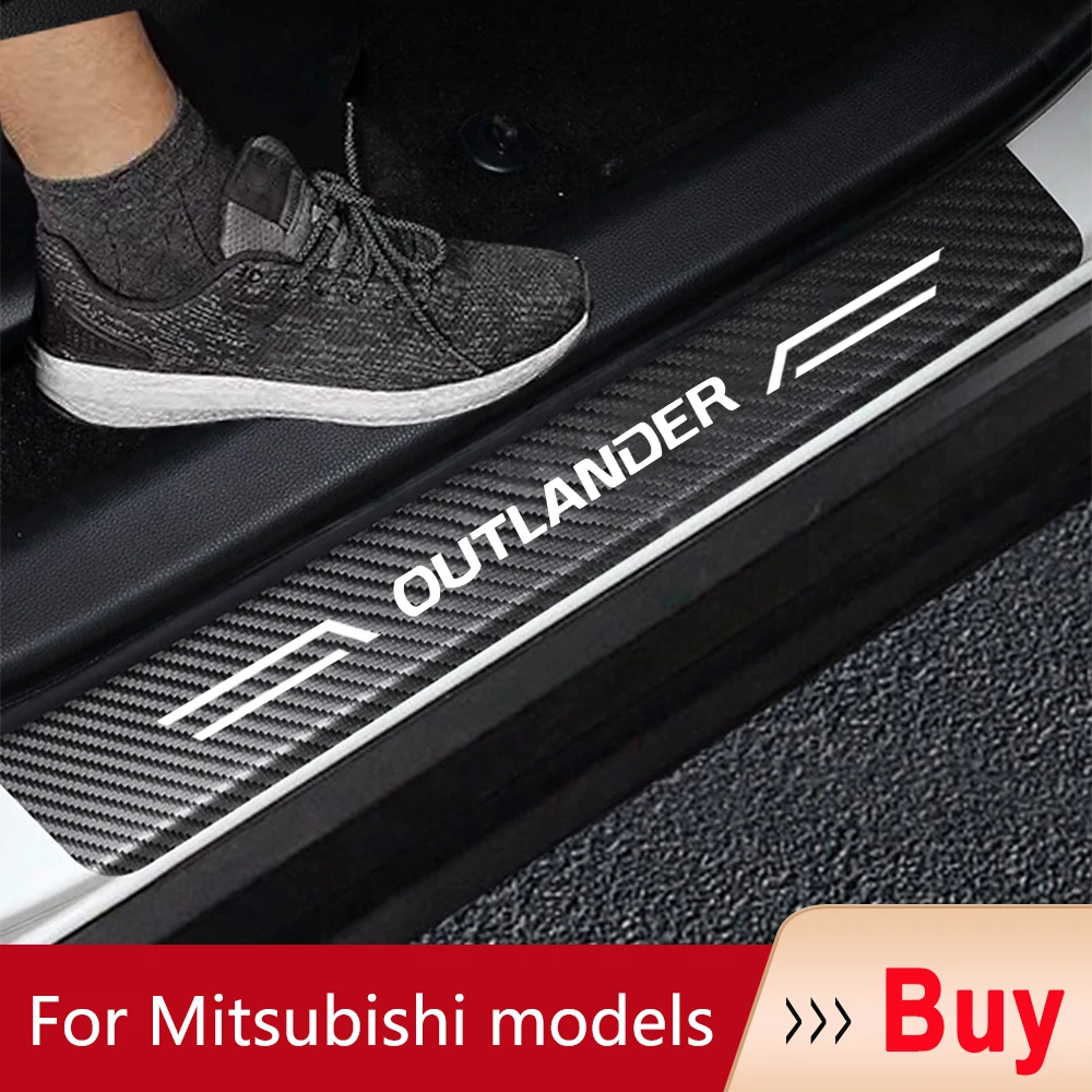 

Scuff Plate Carbon Fiber Car Door Threshold Pedal Stickers For Mitsubishi ASX Colt Competition Delica Eclipse EK Evolution Fuso