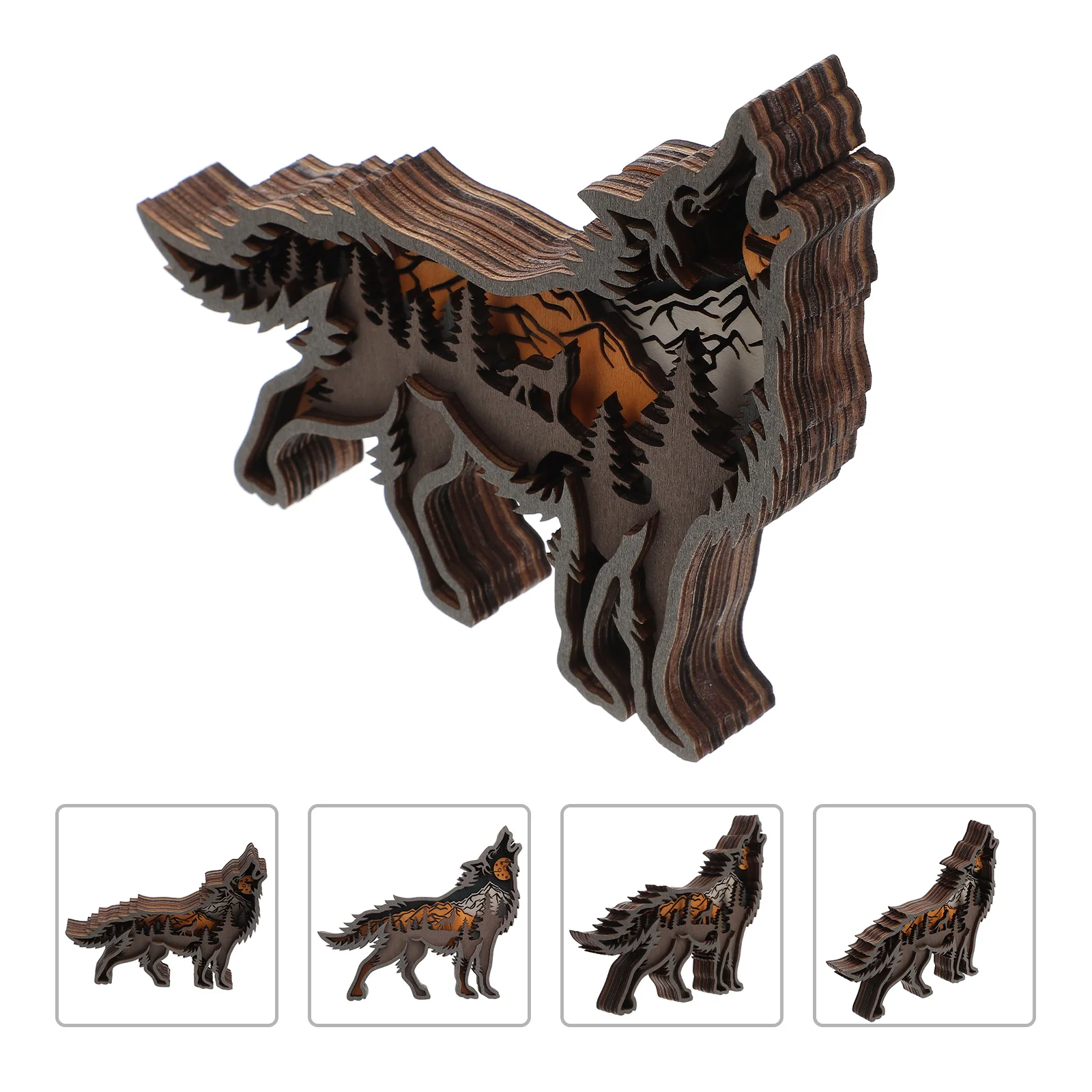 Офисное украшение Статуя волка Деревянный орнамент Украшения Моделирование