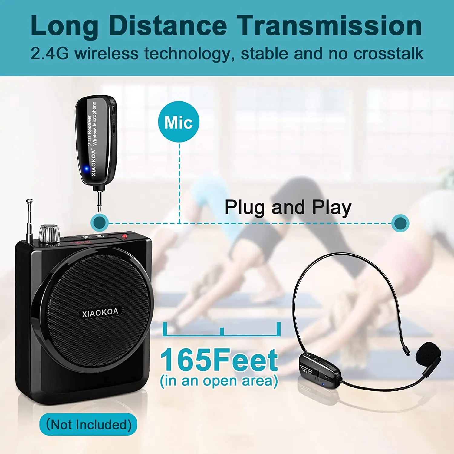 xiaokoa 2 4g wireless microphone headset mic for voice amplifier speaker karaoke computer teaching meeting yoga singing free global shipping