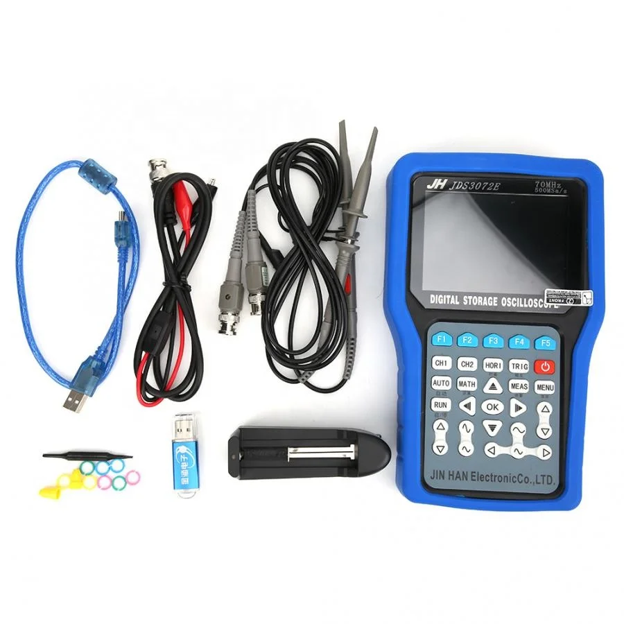 

JDS3072E Handheld Oscilloscope 500MSA/S 70MHz 2CH Digital Oscilloscope Signal Generator 100-240V