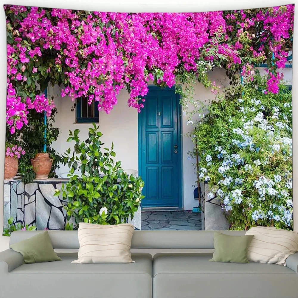 Итальянский уличный цветочный гобелен винтажная архитектура садовые цветы