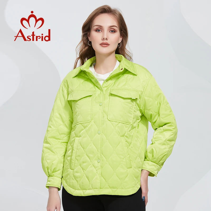 

Astrid 2022 Spring Women Parkas Oversize Diamond Pattern Padded Coats Lapel Pockets Loose Short Jacket Outerwear Quilted AM-7547