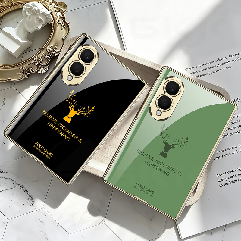 Фото Роскошный чехол из окрашенного стекла для Samsung Galaxy Z Fold 8 Ultra, защитное стекло для внешнего экрана, чехол для Galaxy Z Fold7. №5