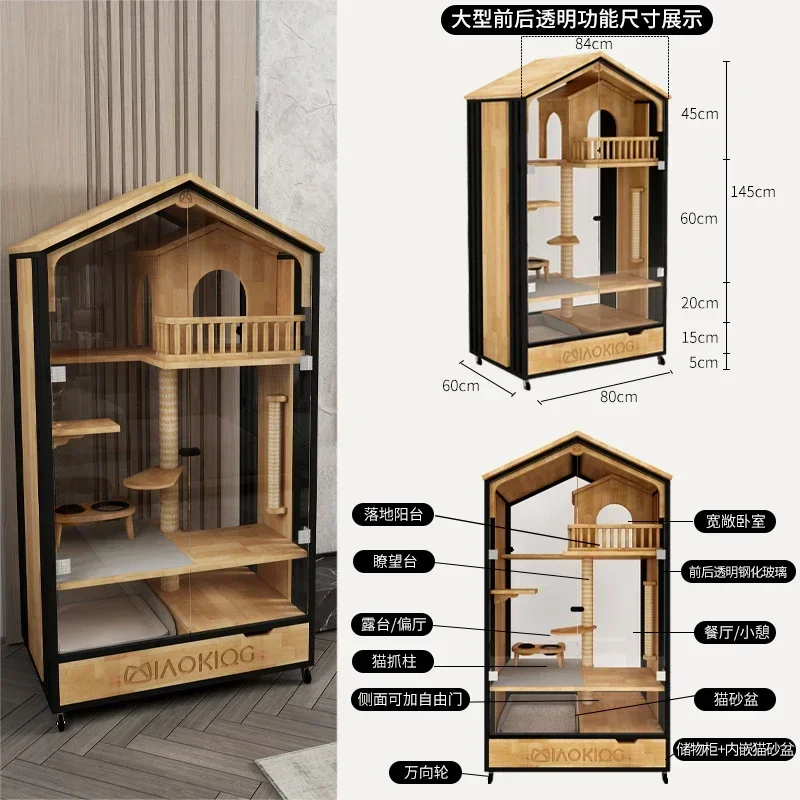 Кошачий домик клетка для кошек вилла резиновая из массива дерева роскошная
