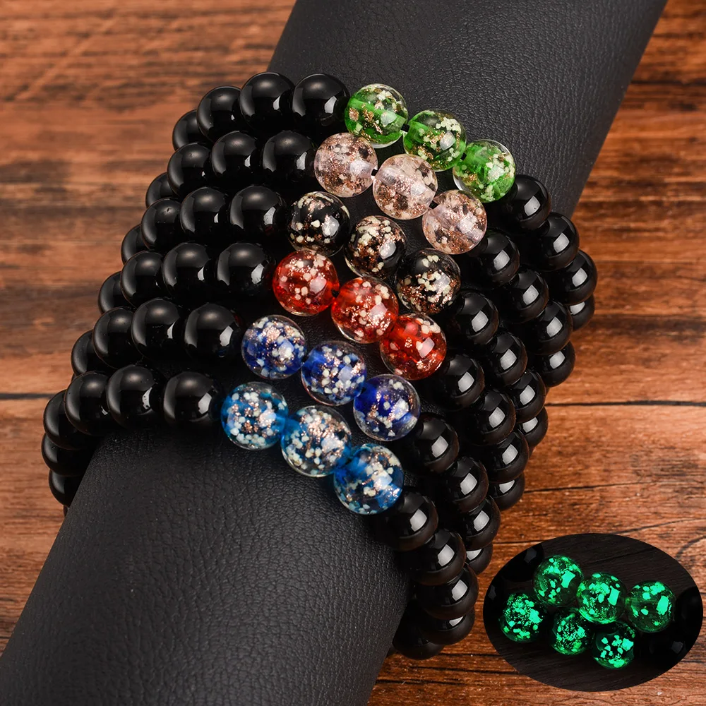 

Обсидиановый браслет с бусинами 10 мм для женщин, светящийся браслет с тремя бусинами для мужчин и женщин, ювелирные изделия, регулируемые ак...