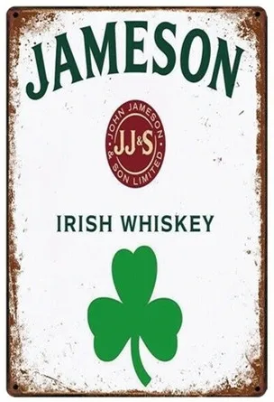 Ирландский виски Jameson Ранняя Античная деревенская Реклама Стена арт-деко |