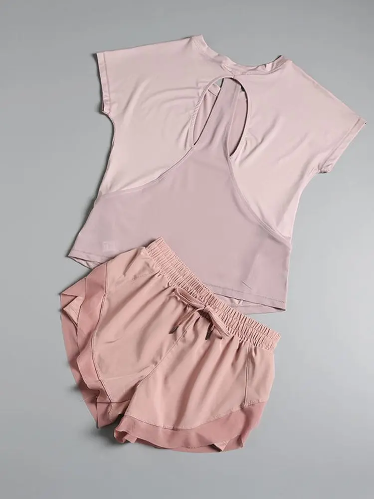 

Костюм для бега, одежда для тренировок, костюм, Женская быстросохнущая тонкая футболка с защитой от ультрафиолета, для спортзала, летняя оде...