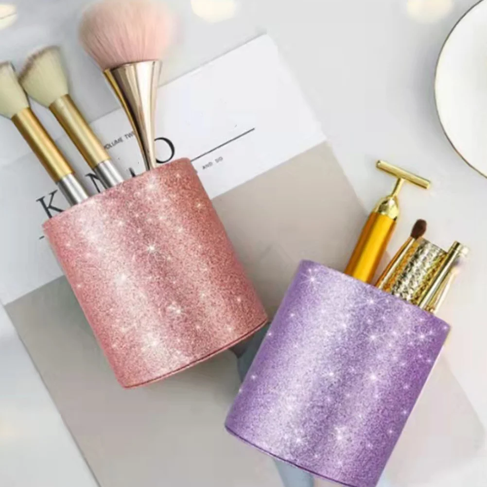 

Glitter Holder Storage Buckets Office Pots Kids Pu Glasses Stationery Containers Holders Cup Desk