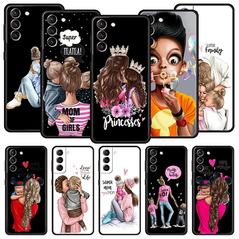 

Baby Mom Girl Dad Super Phone Case For Samsung Galaxy S22 Ultra S21+ S20FE S10 Lite S10e S9 S8 Plus s7 edge S30 Silicone Cover