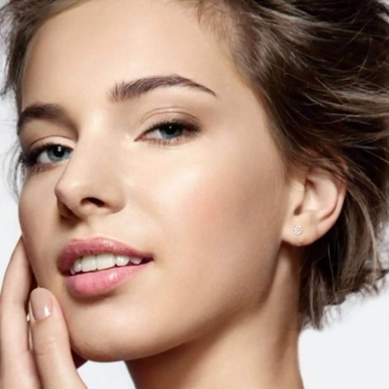 Male Female Universal Earrings Round 3A Double Zircon Earrings Titanium Steel Round Stainless Steel Fine Needle Earrings Set