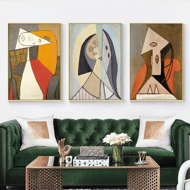 

Abstract Geometric Figure Canvas Painting Picasso Poster Print Famous Wall Art Retro Picture Home Aesthetic Room Decor