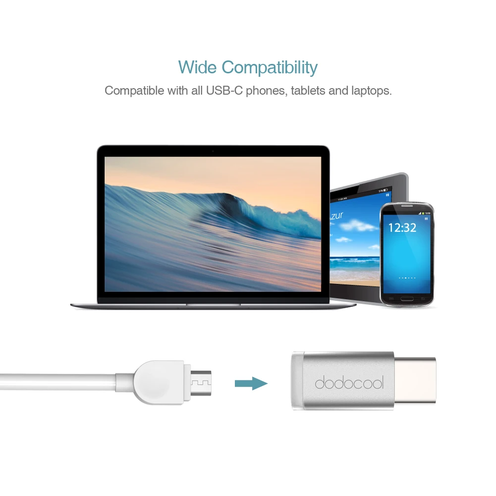 Адаптер dodocool Mini USB-C-Micro USB преобразователь Type-C в Micro-USB коннектор для MacBook Type C