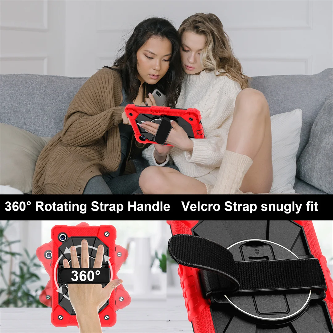Противоударный чехол для Samsung Tab A11 8,7 дюйма 2025 New Release 360 °   Многоцветный чехол для планшета с вращающейся подставкой и ремешком на руку, экологически чистый (art.: 3920d2dbe2f63) - 3920d2dbe2f63