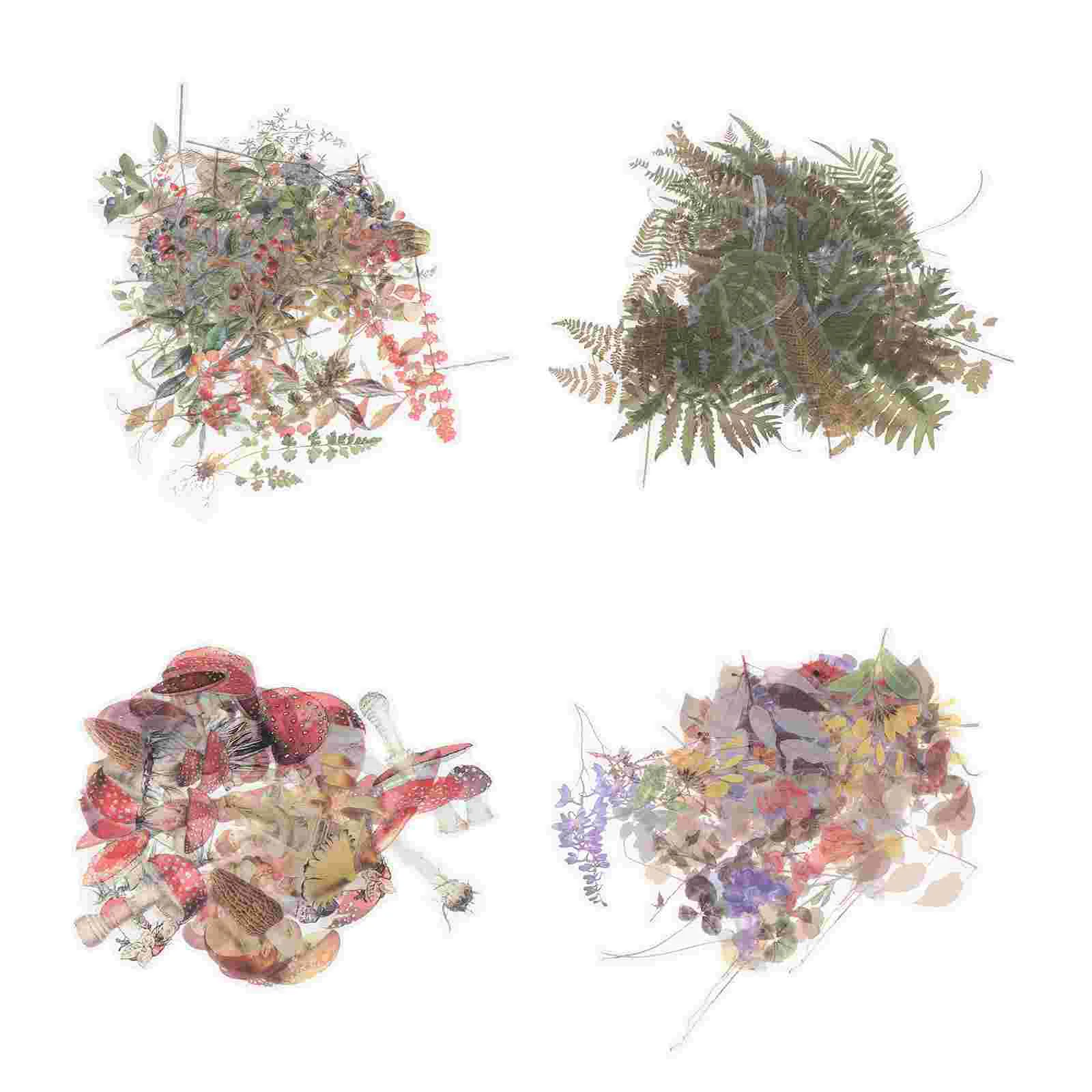 

4 Sets Vintage Scrapbook Stickers Clear Flower Stickers Natural Decorative Stickers for Planners Laptop Envelop Scrapbook