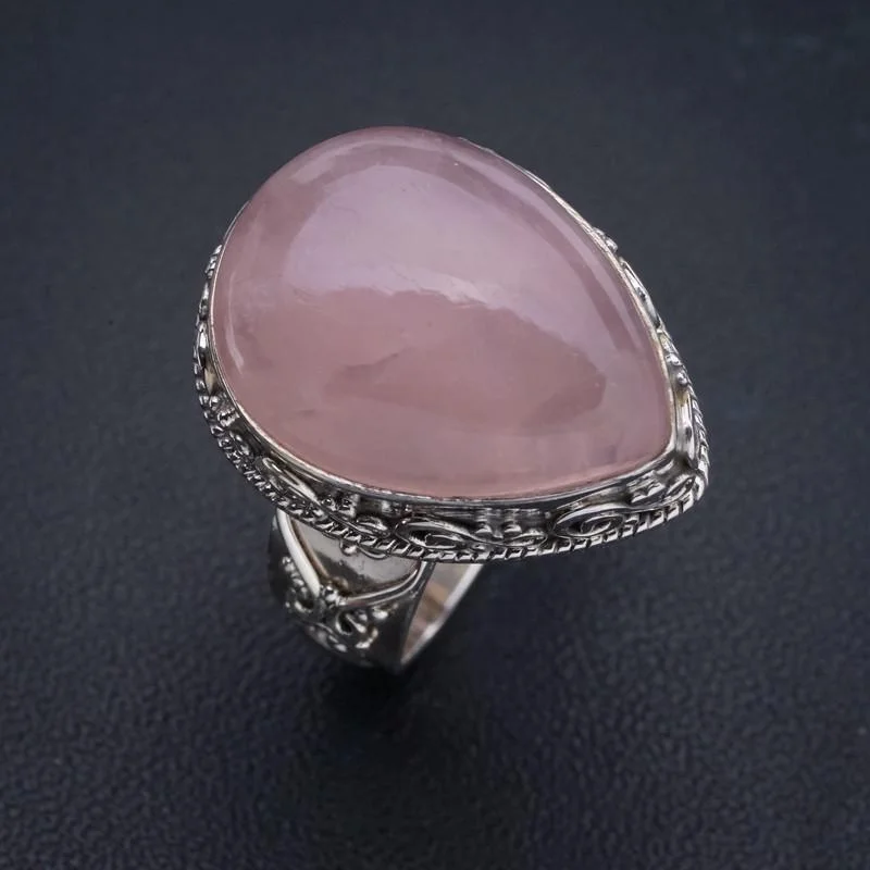 

StarGems Природный розовый кварц ручной работы фотосеребряное кольцо 7,75 E9337