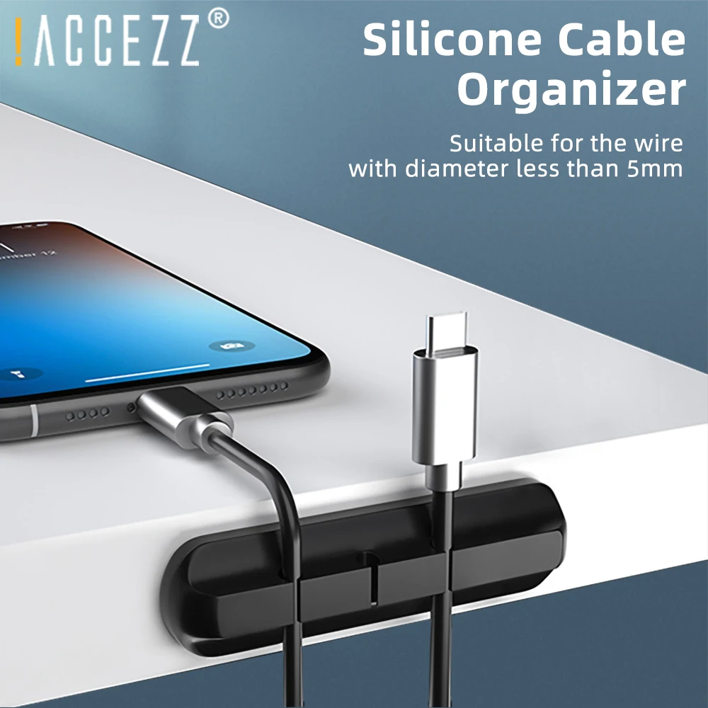 

!ACCEZZ New Silicone Flexible USB Cable Organizer Desktop Cable Management Clips Holder for Mouse Earphone Wire Winder Protector