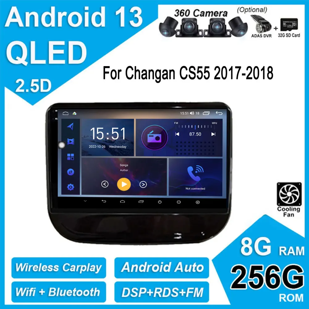 

Android 13 для Changan CS55 2017-2018 автомобильный WIFI IPS QLED Авторадио Стерео экран мультимедийный плеер навигация