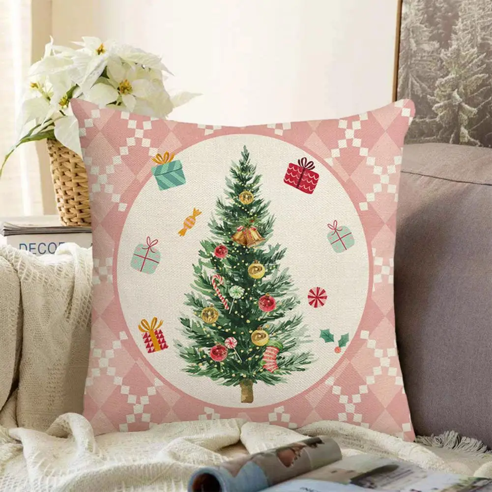 

Soft Touch Pillowcase Festive Cartoon Pillowcase Set Christmas Element Pattern Design Hidden Zipper Non-fading for Sofa for Home