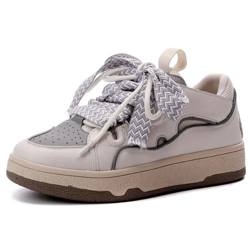 Multicolor Platform Chunky Sneakers Women Spring Thick Bottom Daddy Shoes Round Toe Breathing Leisure Student Flats D6237