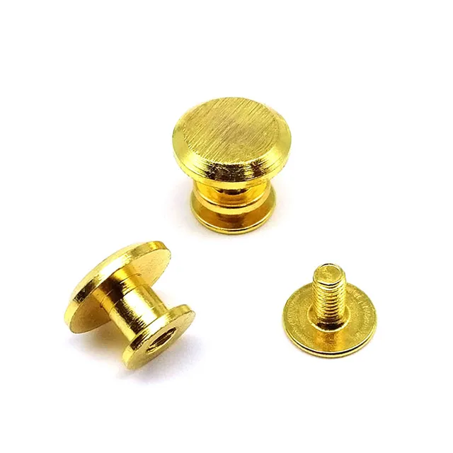 

300pcs golden Solid Brass Flat Round Head Screwback Chicago Screw Back Nail Rivet Stud Spot for Leather Craft Bag Belt Strap