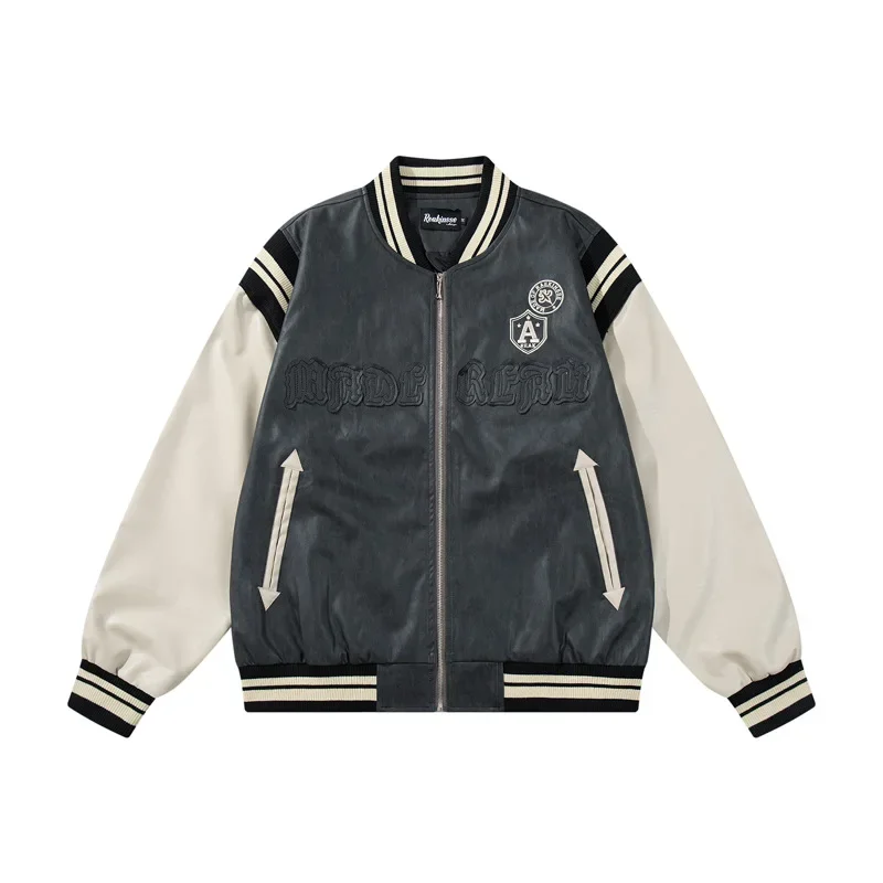 Винтажная полосатая блокирующая цветная вышивка шариковая кепка куртка из