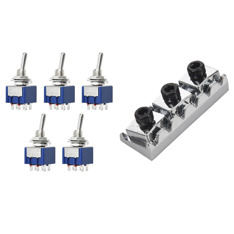 

1 Set Electric Guitar String Locking Nut & 5 Pcs Electronic Guitar Toggle Switch