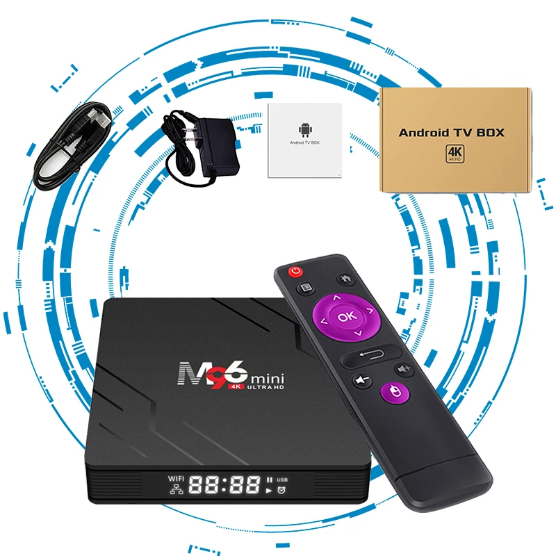 ТВ-приставка M96 Mini на Android RockChip3228A поддержка iptv Двойной Wi-Fi 2 4 ГГц/Φ 4K 9 0 Google Youtube Netflix