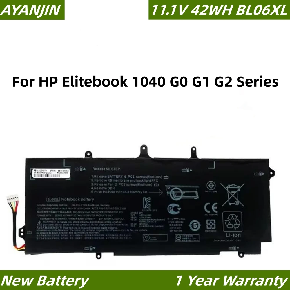Новый аккумулятор для ноутбука BL06XL HP EliteBook Folio 1040 G0 G1 G2 серии BL06 HSTNN-DB5D HSTNN-W02C 722236 -171