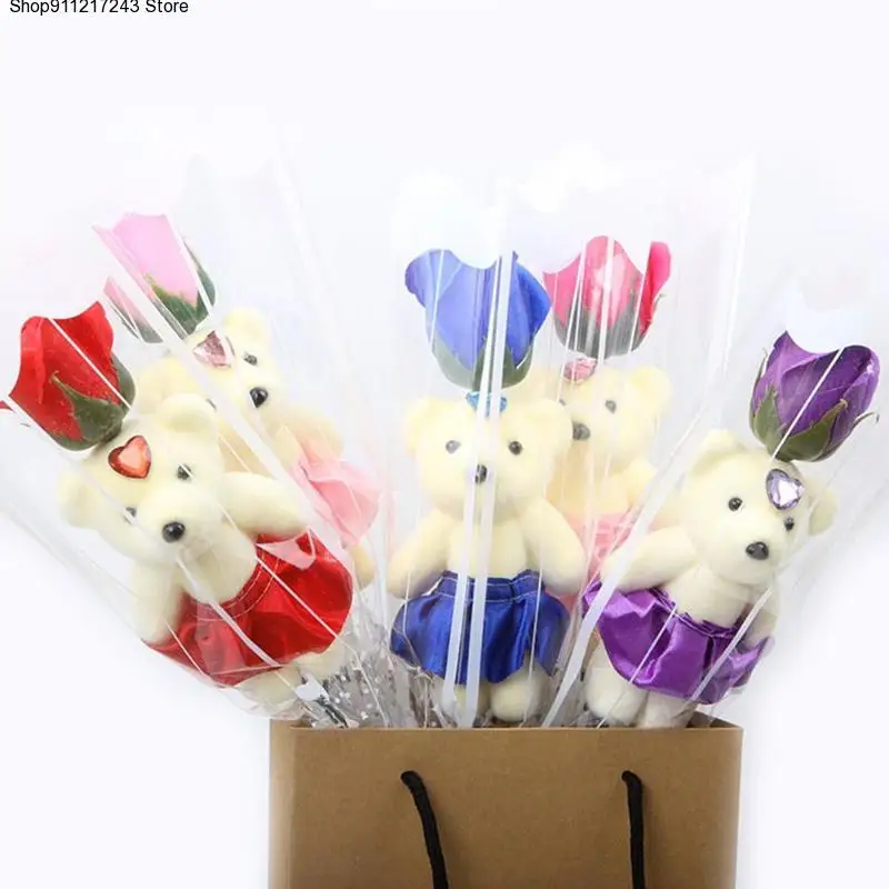 

1pcs Scented Bath Soap Rose Bear Soap Flower Petal With Gift Box For Valentines Wedding Valentines Day Mothers Day Teacher's Day