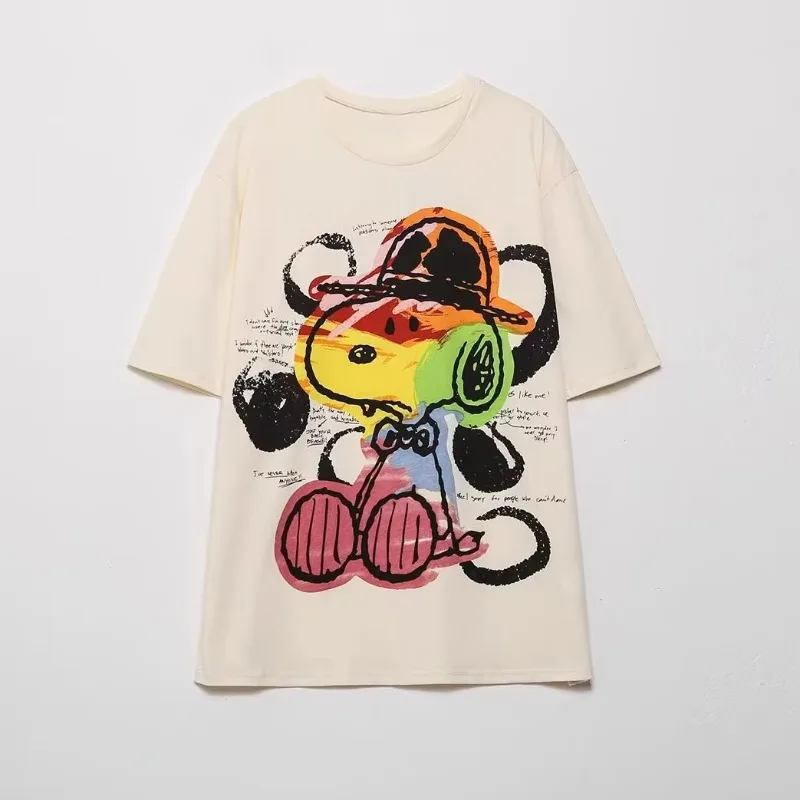 Женская футболка с коротким рукавом круглым вырезом и принтом