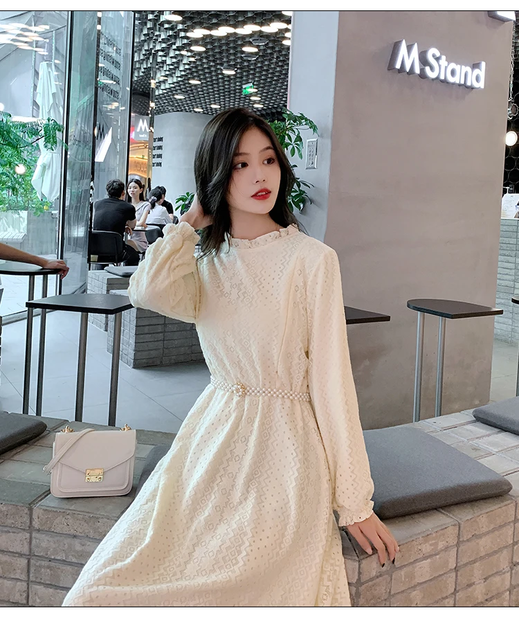 Кружевное платье для беременных и кормящих мам с длинными рукавами-фонариками