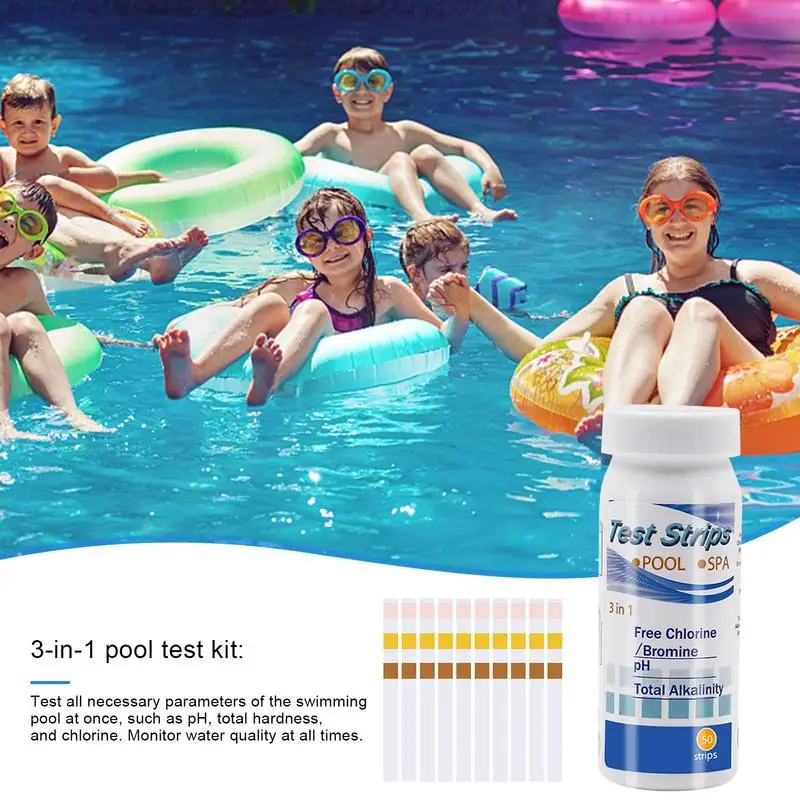 

Набор тестовых полосок для бассейна 3 в 1, многоцелевой тестовый набор для определения PH хлора, 50 тест-полосок, бумага для тестирования воды в бассейне, остаточное значение PH хлора