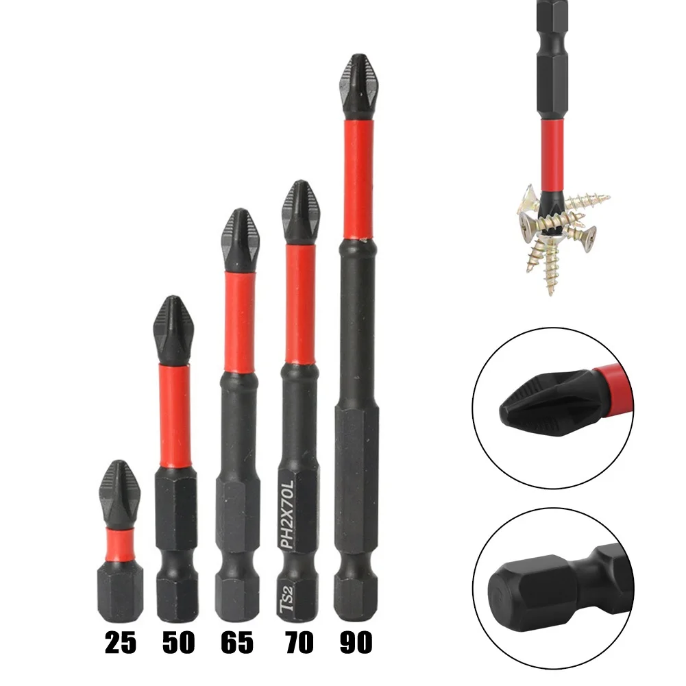 

Universal Chuck Compatible 5 Piece Magnetic PH2 Cross Screwdriver Bit Set for Rechargeable and Electric Drills
