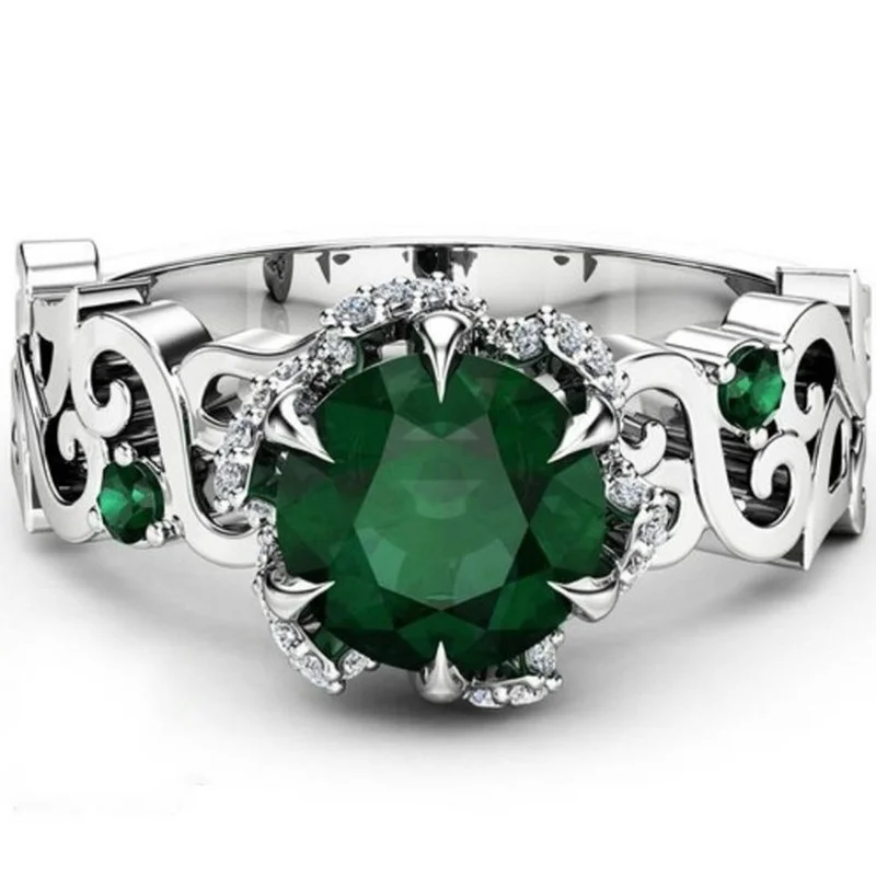 

Exquisite Round Green Gem Engagement Wedding Anniversary Ring Size 6-10