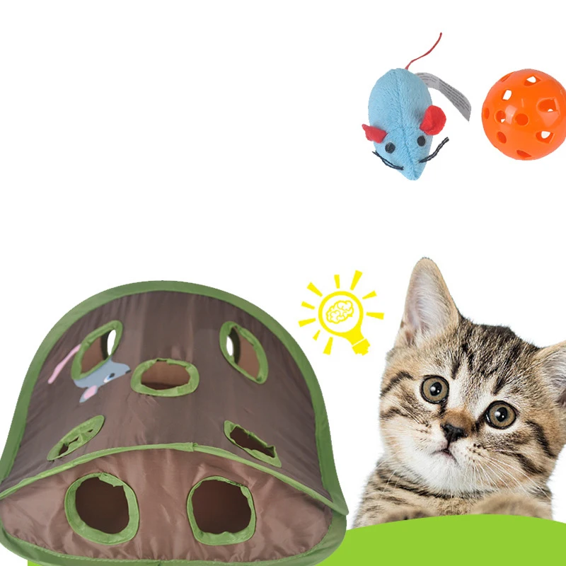 

Interactive Pet Cat Toy Game 9 Holes Tunnel Mouse Hidden Kitten Foldable Cat Scratch Toy For Pet