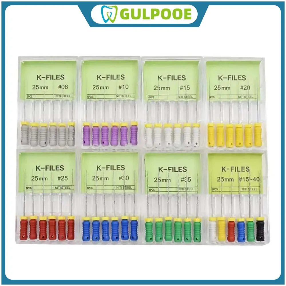 GULPOOE 6 шт./кор. стоматологические K-файлы эндодонтические файлы для корневых