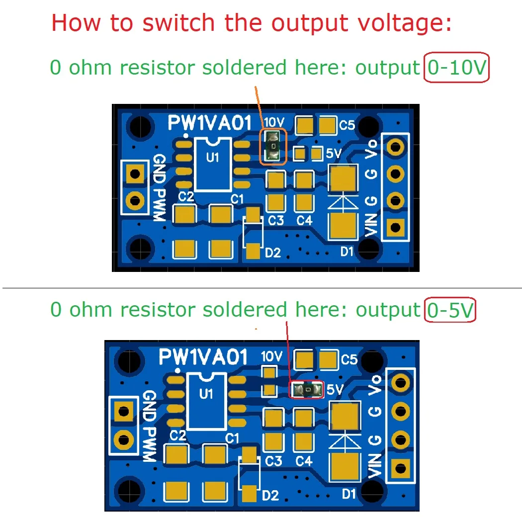 PWM to 0-5V 0-10V модуль DAC PW1VA01